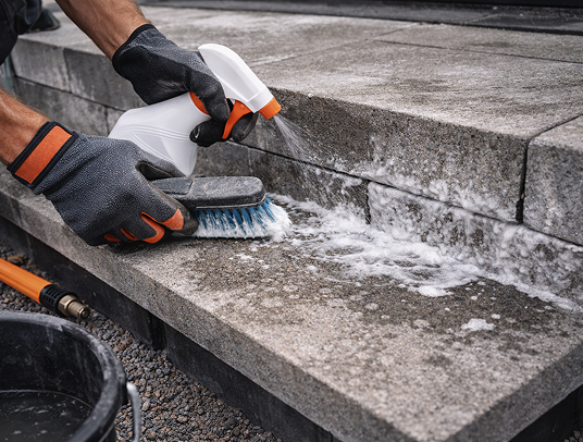 Очистка бетонной поверхности от белого налета